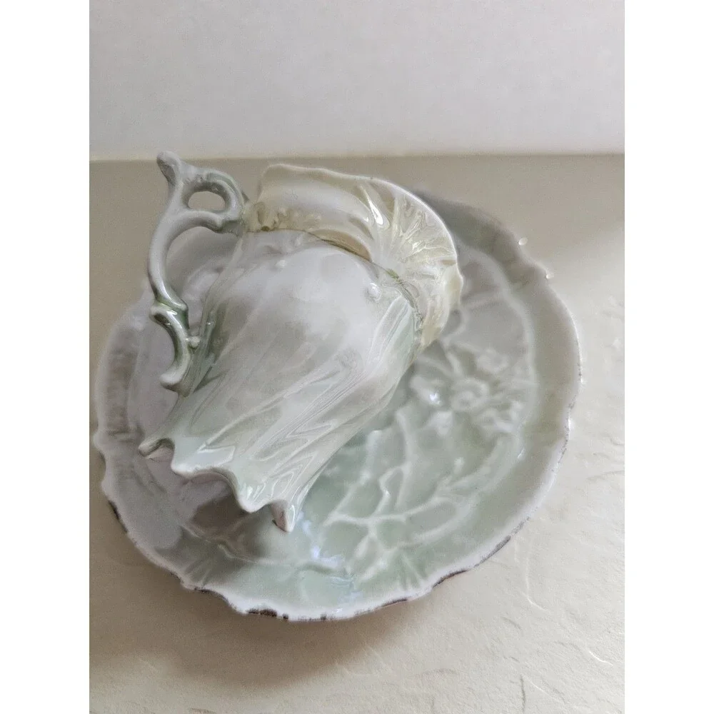 Vintage Mint Green Lusterware Miniature Cup And Saucer